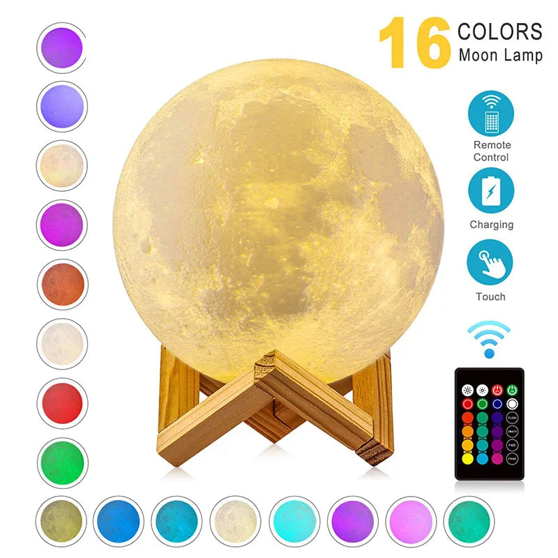Moon Lamp Rechargeable Color Change