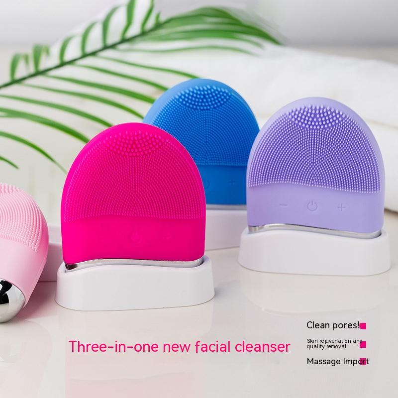 Electric Silicone Cleansing Instrument Pore Cleaning Brush Mini Ultrasonic Beauty Instrument
